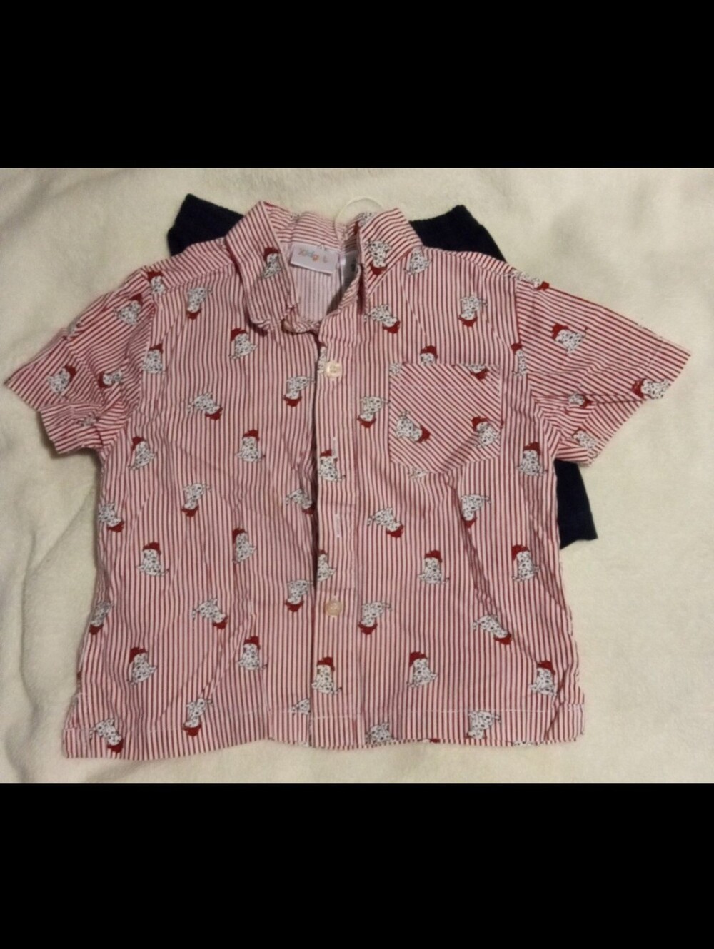Kidgets Boy Button-Down Shirt - Size 24M- Red/White Stripe Dalmatian Firefighter
